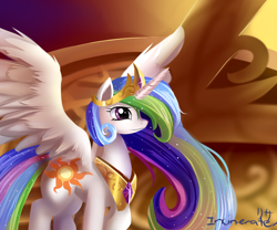 Size: 900x750 | Tagged: safe, artist:incinerater, princess celestia, alicorn, pony, crown, female, horn, mare, solo