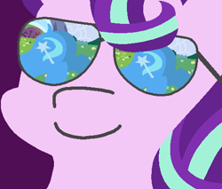 Size: 502x428 | Tagged: safe, artist:threetwotwo32232, derpibooru import, starlight glimmer, trixie, pony, unicorn, dock, female, glasses, lesbian, plot, reflection, shipping, startrix