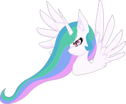 Size: 2950x2437 | Tagged: safe, artist:tehdragonoverlord, princess celestia, alicorn, pony, female, high res, horn, mare, multicolored mane, solo, white coat