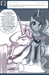 Size: 600x910 | Tagged: safe, artist:johnjoseco, princess celestia, princess luna, alicorn, pony, ask, ask princess molestia, comic, gamer luna, ice cream, princess molestia, sleeping, tumblr