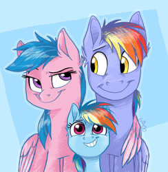 Size: 1879x1923 | Tagged: safe, artist:graystripe64, firefly, rainbow blaze, rainbow dash, pegasus, pony, g1, g4, bedroom eyes, dreamworks face, family, family photo, female, filly, fireblaze, firefly as rainbow dash's mom, foal, g1 to g4, generation leap, happy, hug, male, mare, parent, shipping, smiling, stallion, straight, winghug, younger