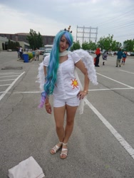 Size: 3240x4320 | Tagged: artist needed, safe, artist:artisticangel17, princess celestia, human, anime north, clothes, cosplay, irl, irl human, photo, shorts