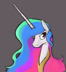 Size: 864x953 | Tagged: safe, artist:enma-darei, princess celestia, alicorn, pony, angry, bust, looking at you, painting, portrait, solo