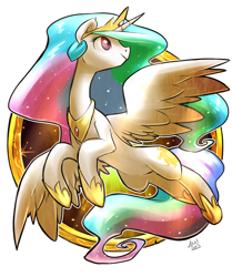 Size: 1004x1200 | Tagged: safe, artist:atryl, princess celestia, alicorn, pony, female, mare, smiling, solo