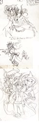 Size: 400x1250 | Tagged: safe, artist:quasiarti, discord, princess celestia, twilight sparkle, clothes, humanized, necktie, sketch, sketch dump, traditional art, vest