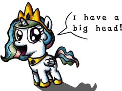 Size: 675x506 | Tagged: safe, artist:darkone10, princess celestia, alicorn, pony, big head, chibi, solo