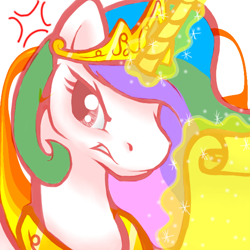 Size: 660x660 | Tagged: safe, artist:ajin, princess celestia, alicorn, pony, angry, magic, scroll, solo