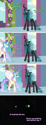 Size: 2112x5748 | Tagged: safe, artist:keta97, princess celestia, queen chrysalis, alicorn, changeling, changeling queen, pony, a canterlot wedding, comic, female