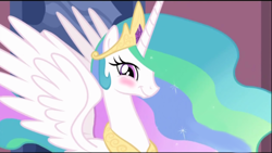 Size: 500x281 | Tagged: safe, princess celestia, alicorn, pony, blushing, cute, cutelestia, solo