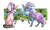 Size: 1024x613 | Tagged: safe, artist:duchesslummina, derpibooru import, starlight glimmer, trixie, pony, unicorn, bouquet, female, flower, lesbian, mare, shipping, startrix