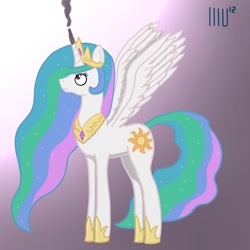 Size: 1500x1500 | Tagged: safe, artist:lucandreus, princess celestia, alicorn, pony, crown, female, horn, mare, solo