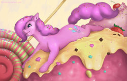 Size: 1535x987 | Tagged: safe, artist:wiiolis, pinkie pie, earth pony, pony, food, ice cream, micro, sprinkles