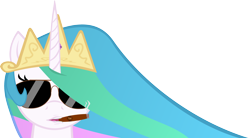 Size: 3204x1773 | Tagged: safe, artist:stormsclouds, princess celestia, alicorn, pony, cigar, female, mare, simple background, solo, sunglasses, transparent background, vector