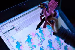 Size: 800x531 | Tagged: safe, princess celestia, human, season 3, fim crew, hand, irl, photo, pinklestia, stephanie mahoney, toy