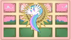 Size: 1920x1080 | Tagged: safe, artist:misteraibo, princess celestia, alicorn, pony, modern art, nouveau, solo, vector, wallpaper