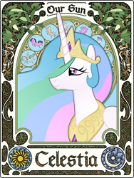 Size: 2540x3383 | Tagged: safe, artist:misteraibo, princess celestia, alicorn, pony, high res, modern art, nouveau, solo, vector