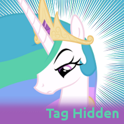 Size: 250x250 | Tagged: safe, princess celestia, alicorn, pony, female, frown, hair over one eye, lidded eyes, mare, official spoiler image, raised eyebrow, solo, spoilered image joke, tag hidden, unamused