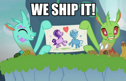 Size: 1094x700 | Tagged: safe, derpibooru import, edit, edited screencap, screencap, starlight glimmer, trixie, changedling, changeling, pony, unicorn, to change a changeling, arista, cute, cuteling, drawing, female, image macro, lesbian, meme, shipper on deck, shipping, startrix