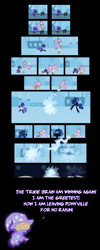 Size: 1000x2500 | Tagged: safe, artist:rizcifra, princess celestia, princess luna, trixie, alicorn, pony, dexter's laboratory, futurama, parody