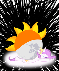 Size: 2480x2963 | Tagged: safe, artist:iiifadedinkiii, princess celestia, alicorn, pony, crying, filly, high res, moon, sun