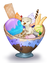 Size: 1800x2200 | Tagged: safe, artist:saphire_opal, oc, oc only, oc:der, griffon, food, ice cream, micro, solo