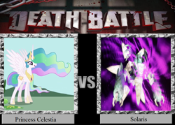 Size: 1008x720 | Tagged: safe, princess celestia, alicorn, pony, crossover, death battle, meme, meta, obligatory pony, solaris, sonic '06, sonic 06, sonic the hedgehog (series), versus, vs