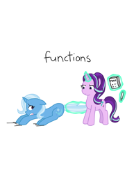 Size: 1280x1656 | Tagged: safe, artist:tycoontykun, derpibooru import, starlight glimmer, trixie, pony, unicorn, cover, cute, diatrixes, female, functions, learning, lesbian, math, pencil, school, shipping, startrix