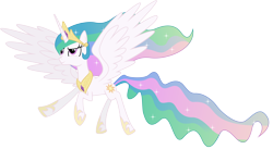 Size: 9130x5010 | Tagged: safe, artist:90sigma, princess celestia, alicorn, pony, absurd resolution, female, flight, mare, simple background, solo, transparent background, vector