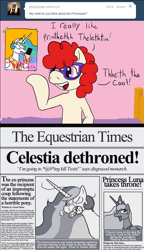 Size: 648x1124 | Tagged: safe, princess celestia, princess luna, twist, alicorn, pony, awesome face, comic, hate mail for twist, look at my horse