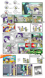 Size: 1450x2509 | Tagged: safe, artist:thewormouroboros, prince blueblood, princess celestia, rarity, spike, alicorn, dragon, pony, unicorn, cast, comic, gem, injured, royal guard