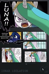 Size: 1275x1911 | Tagged: safe, artist:dracojayproduct, princess celestia, princess luna, alicorn, pony, comic:lunar isolation, comic