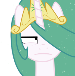 Size: 388x393 | Tagged: safe, artist:siberianmau, princess celestia, alicorn, pony, female, green, greenlestia, horn, mare, multicolored mane, solo, white coat