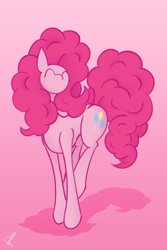 Size: 1600x2400 | Tagged: safe, artist:kridershot, pinkie pie, earth pony, pony, eyes closed, pink background, simple background