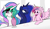 Size: 2157x1231 | Tagged: safe, artist:zev, princess cadance, princess celestia, princess luna, alicorn, pony, aunt and niece, female, milkshake, royal sisters, sisters, stealing, sunglasses