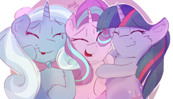 Size: 1600x920 | Tagged: safe, artist:bow2yourwaifu, derpibooru import, starlight glimmer, trixie, twilight sparkle, pony, unicorn, female, hearts and hooves day, holiday, lesbian, shipping, startrix, twistarlight, twixie, twixstar, valentine's day