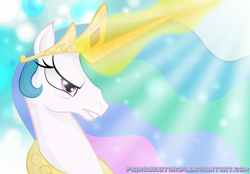 Size: 1186x824 | Tagged: safe, artist:primogenitor34, princess celestia, alicorn, pony, bust, magic, portrait, profile, solar empire, solo