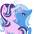 Size: 2000x2000 | Tagged: safe, artist:kingkero, derpibooru import, starlight glimmer, trixie, pony, unicorn, female, glowing horn, heart, horns are touching, lesbian, magic, mare, shipping, simple background, smiling, startrix, transparent background