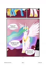 Size: 1240x1754 | Tagged: safe, artist:gokai-chibi, fluttershy, princess celestia, rainbow dash, alicorn, pegasus, pony, comic:raindrops and bunnies, comic