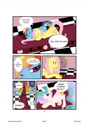 Size: 1240x1754 | Tagged: safe, artist:gokai-chibi, fluttershy, princess celestia, rainbow dash, alicorn, pegasus, pony, comic:raindrops and bunnies, comic