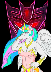 Size: 500x708 | Tagged: safe, artist:quicktron, princess celestia, anthro, hoers, solo, transformers, wat