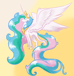 Size: 1250x1275 | Tagged: safe, artist:theperfecta, princess celestia, alicorn, pony, eyes closed, long tail, solo