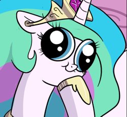 Size: 392x362 | Tagged: safe, princess celestia, alicorn, pony, crown, female, hey you, horn, mare, solo