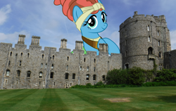 Size: 1766x1117 | Tagged: safe, artist:jhayarr23, artist:oceanrailroader, meadowbrook, pony, castle, england, irl, macro, photo, ponies in real life, solo