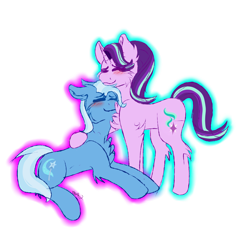 Size: 3000x3000 | Tagged: safe, artist:yathepon7, derpibooru import, starlight glimmer, trixie, pony, unicorn, female, lesbian, shipping, simple background, startrix, transparent background