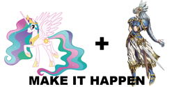 Size: 1200x600 | Tagged: safe, princess celestia, alicorn, pony, exploitable meme, lenneth valkyrie, make it happen, meme, meta, valkyrie profile