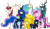 Size: 900x516 | Tagged: safe, princess cadance, princess celestia, princess luna, queen chrysalis, oc, oc:fausticorn, oc:nyx, oc:ticket, alicorn, changeling, changeling queen, pony, alicorn oc, decadence, lauren faust, lunaughty, princess molestia, rapeface, simple background, transparent background