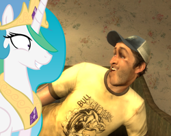 Size: 746x594 | Tagged: safe, princess celestia, alicorn, pony, crossover, ellis, left 4 dead, left 4 dead 2, princess molestia