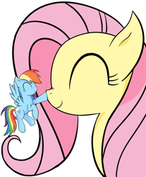 Size: 5940x7184 | Tagged: safe, artist:reconprobe, fluttershy, rainbow dash, pegasus, pony, absurd resolution, boop, female, giant pony, macro, mare, micro, simple background, size difference, tiny ponies, transparent background