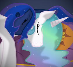 Size: 3258x3000 | Tagged: safe, artist:bednarowski, princess celestia, princess luna, alicorn, pony, high res, sleeping