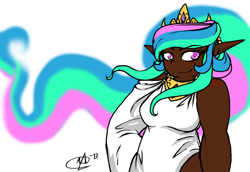 Size: 1024x706 | Tagged: safe, artist:neonlightwolf, princess celestia, human, clothes, crown, female, humanized, simple background, solo, white background